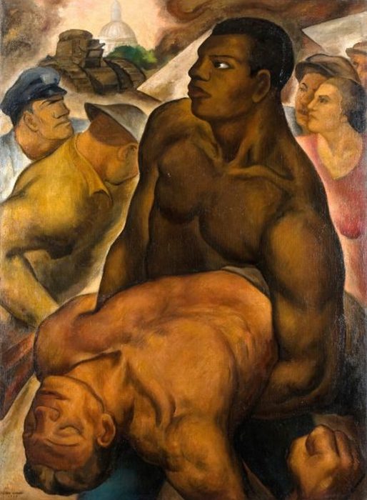 Eitarō Ishigaki, The Bonus March, 1932. Oil on canvas, 56 7/8 × 41 11/16 in. (144.5 × 105.9 cm). The Museum of Modern Art, Wakayama.