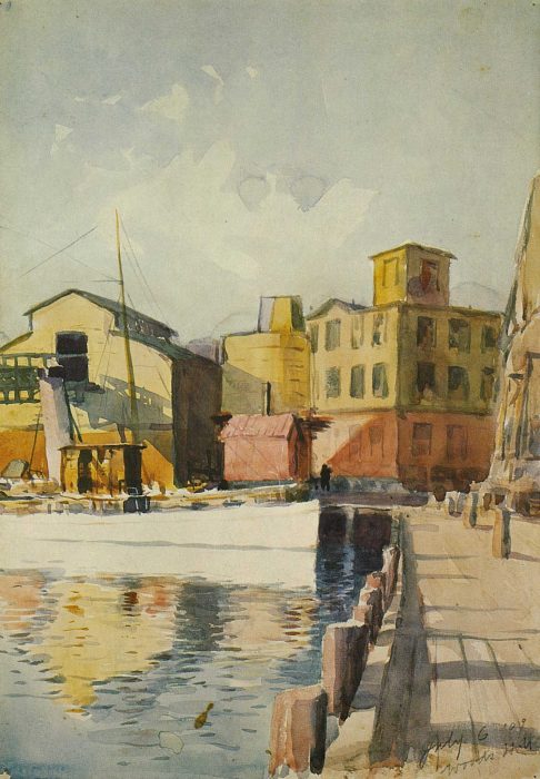 Shimotori Yukihiko, Marine Biological Laboratory, Woods Hole, 1909. Watercolor on paper. The National Museum of Modern Art, Kyoto.